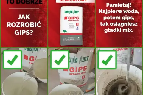 Jak rozrobić gips szpachlowy? Woda najpierw, potem gips. Zobacz, ile schnie gips szpachlowy i jak uzyskać gładki mix.