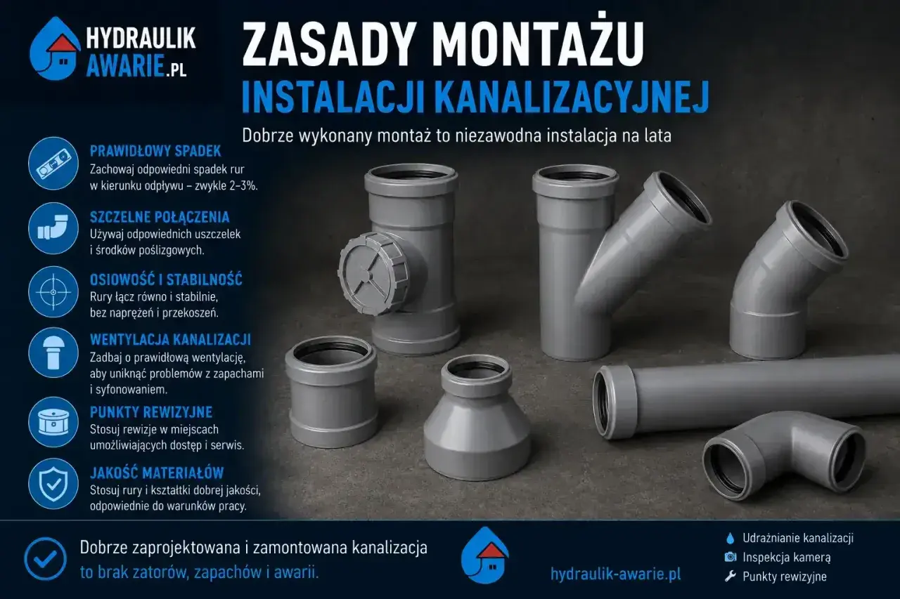 Elementy instalacji kanalizacyjnej w domu: rury, kolanka, trójniki i rewizje. Poradnik montażu.