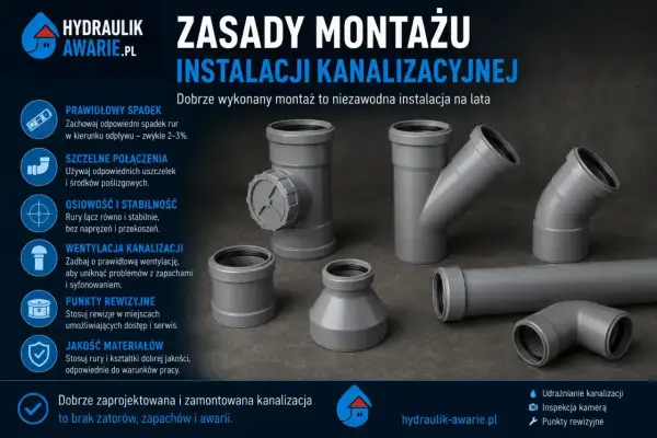 Elementy instalacji kanalizacyjnej w domu: rury, kolanka, trójniki i rewizje. Poradnik montażu.